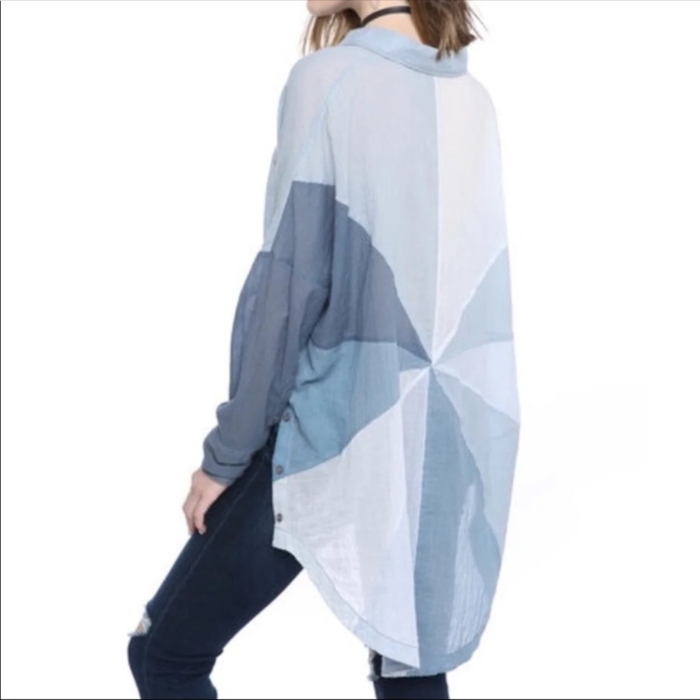 🌈💕Free people multiblue oversized blouse